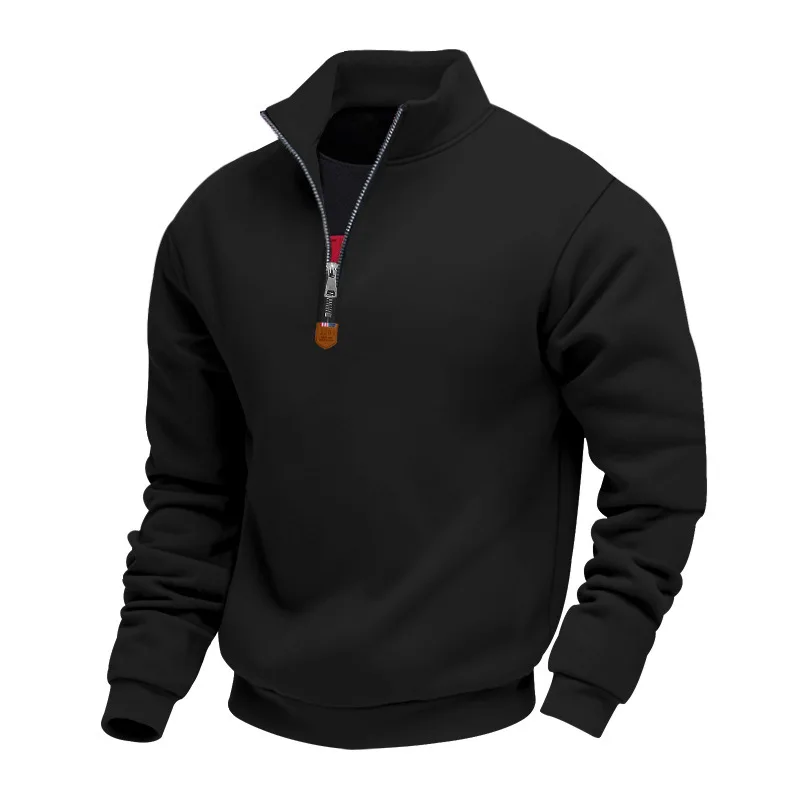 American Fleece Skin-friendly And Warm Men's Stand-up Collar Long-sleeved Half-zipper Sports And Leisure Sweater