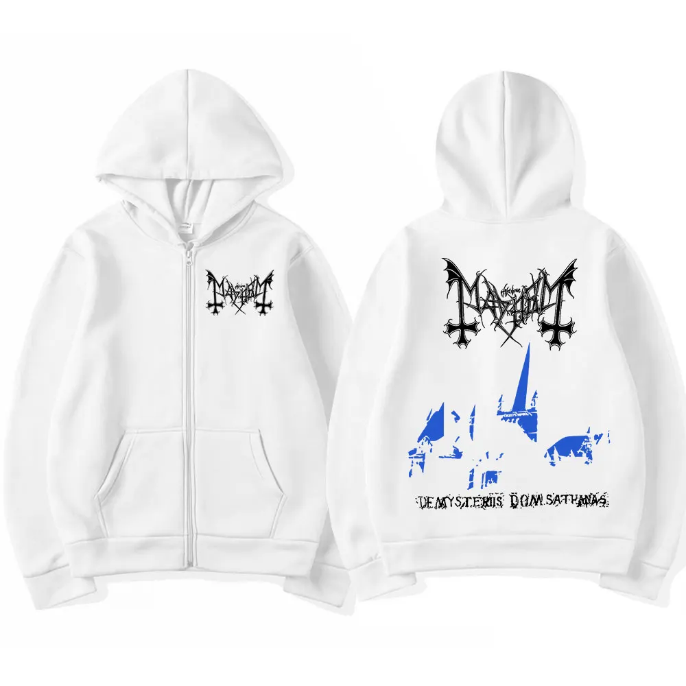 Mayhem De Mysteriis Dom Sathanas Zipper Hoodies Death Metal Gothic Hoodie Men Women Oversized Zip Up Jacket Fleece Sweatshirts