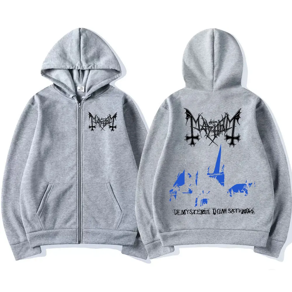 Mayhem De Mysteriis Dom Sathanas Zipper Hoodies Death Metal Gothic Hoodie Men Women Oversized Zip Up Jacket Fleece Sweatshirts