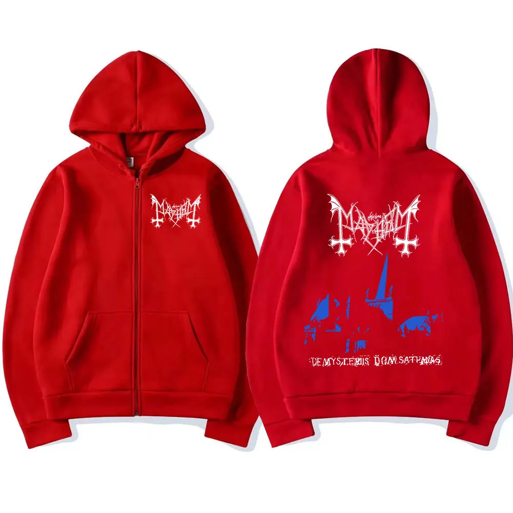 Mayhem De Mysteriis Dom Sathanas Zipper Hoodies Death Metal Gothic Hoodie Men Women Oversized Zip Up Jacket Fleece Sweatshirts
