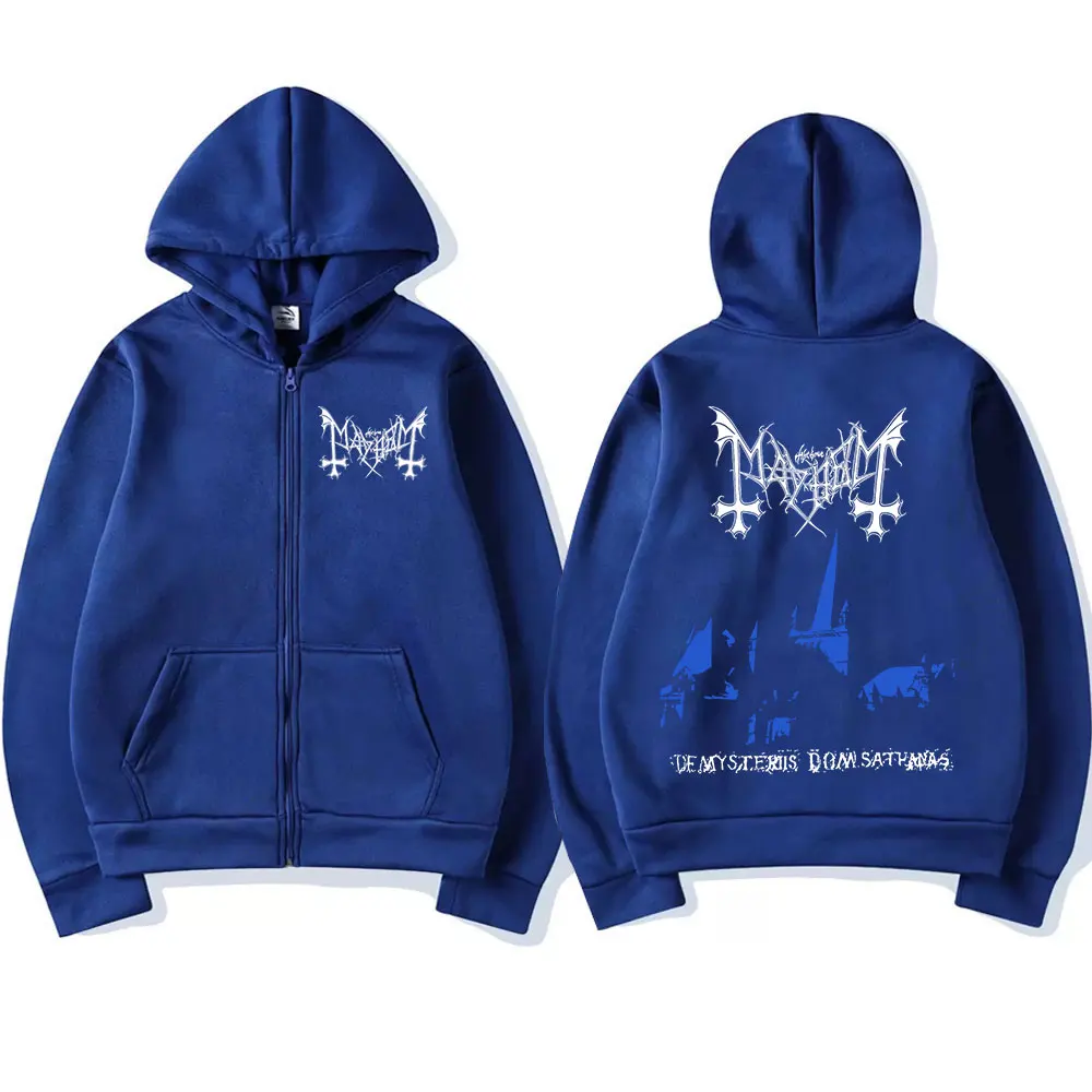 Mayhem De Mysteriis Dom Sathanas Zipper Hoodies Death Metal Gothic Hoodie Men Women Oversized Zip Up Jacket Fleece Sweatshirts