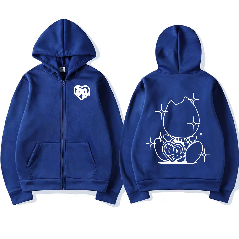 Swedish Rapper Bladee Drain Gang Logo Zipper Hoodie Men's Casual Oversized Zip Up Sweatshirt Streetwear Fashion Vintage Jackets