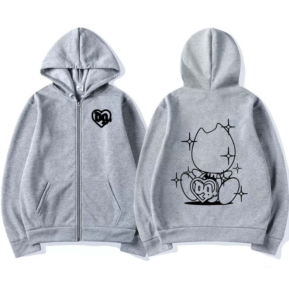 Swedish Rapper Bladee Drain Gang Logo Zipper Hoodie Men's Casual Oversized Zip Up Sweatshirt Streetwear Fashion Vintage Jackets