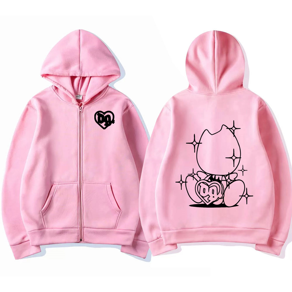 Swedish Rapper Bladee Drain Gang Logo Zipper Hoodie Men's Casual Oversized Zip Up Sweatshirt Streetwear Fashion Vintage Jackets