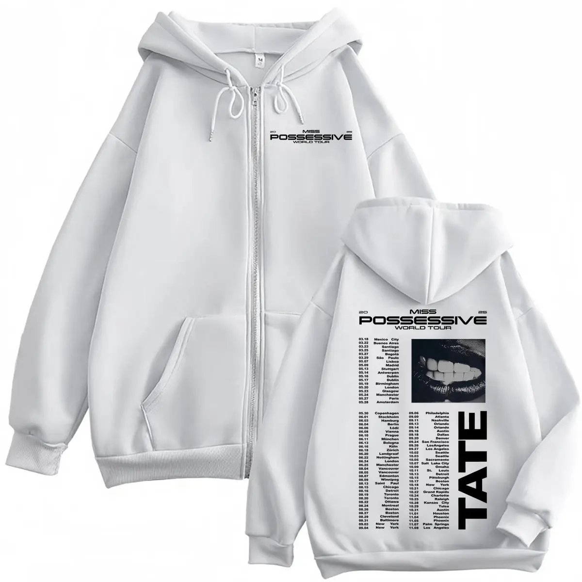 Tate McRae Miss Possessive World Tour 2025 Zipper Hoodie Fashion Vintage Zip Up Sweatshirts Men Women Casual Oversized Pullovers