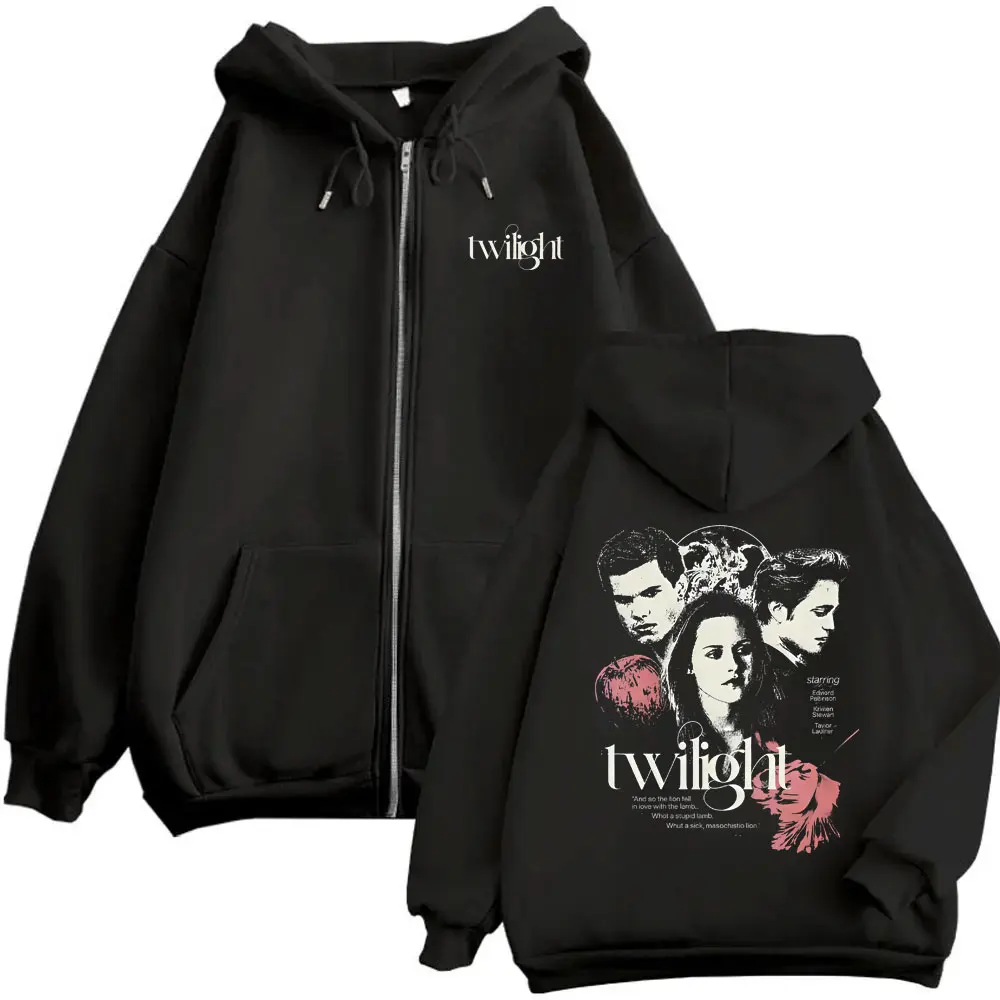 Twilight Vampire Robert Pattinson Edward Cullen Bella Jacob Black Zipper Hoodie Men Women Casual Fleece Vintage Zip Up Jacket