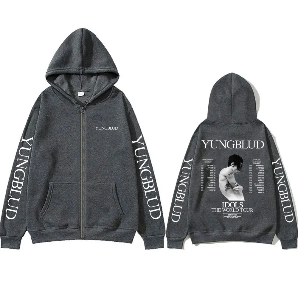 Yungblud IDOLS The World Tour 2025 Zipper Hoodie Fans Gift Men Women Hip Hop Zip Up Hoodies Male Oversized Casual Fleece Jacket