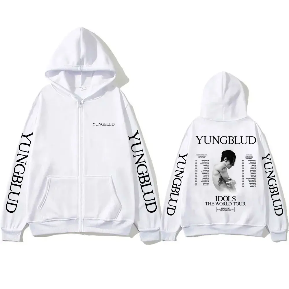 Yungblud IDOLS The World Tour 2025 Zipper Hoodie Fans Gift Men Women Hip Hop Zip Up Hoodies Male Oversized Casual Fleece Jacket