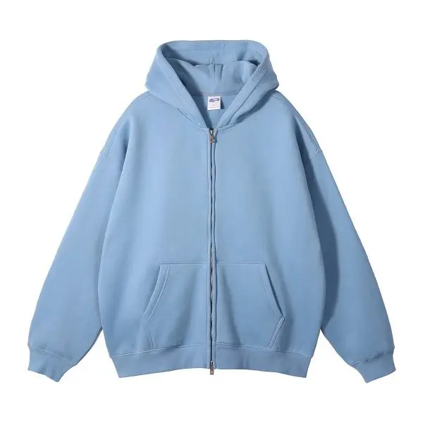 MAQVOB EU US Size High Quality Streetwear Autumn Winter Fleece 350G Double-Sided Zipper Loose Sweatshirt Hoodies