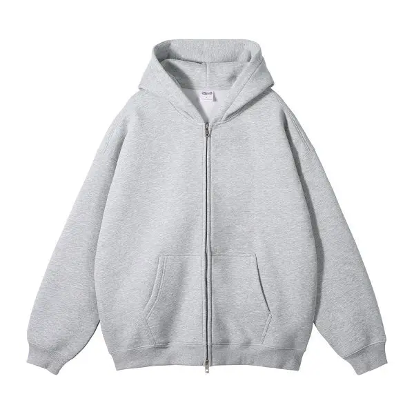 MAQVOB EU US Size High Quality Streetwear Autumn Winter Fleece 350G Double-Sided Zipper Loose Sweatshirt Hoodies