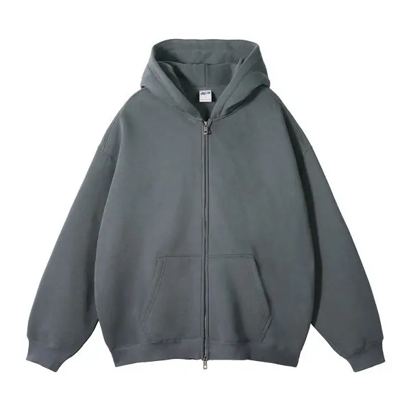 MAQVOB EU US Size High Quality Streetwear Autumn Winter Fleece 350G Double-Sided Zipper Loose Sweatshirt Hoodies