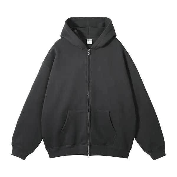 MAQVOB EU US Size High Quality Streetwear Autumn Winter Fleece 350G Double-Sided Zipper Loose Sweatshirt Hoodies