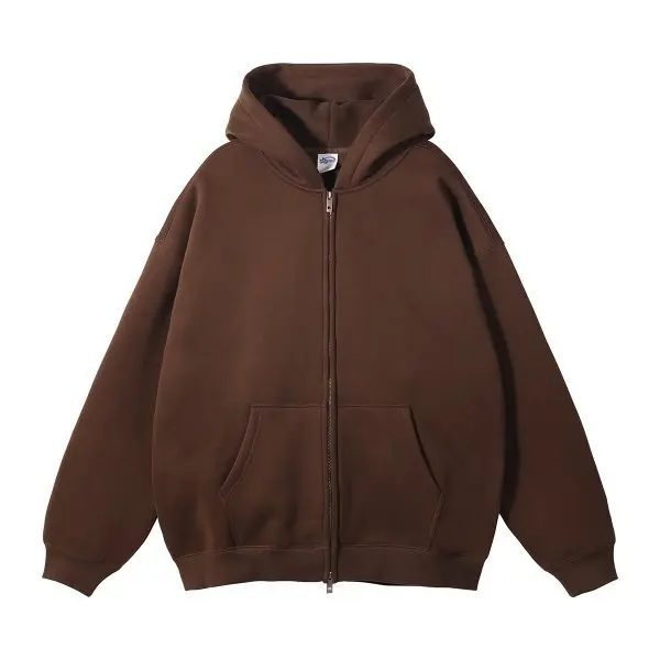 MAQVOB EU US Size High Quality Streetwear Autumn Winter Fleece 350G Double-Sided Zipper Loose Sweatshirt Hoodies