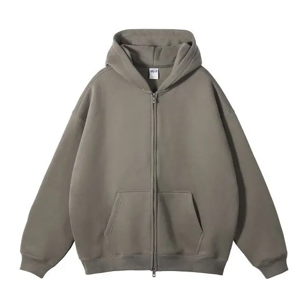 MAQVOB EU US Size High Quality Streetwear Autumn Winter Fleece 350G Double-Sided Zipper Loose Sweatshirt Hoodies