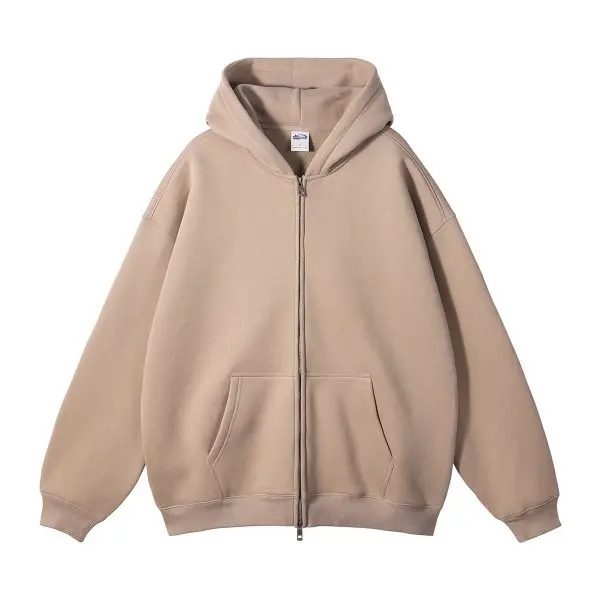 MAQVOB EU US Size High Quality Streetwear Autumn Winter Fleece 350G Double-Sided Zipper Loose Sweatshirt Hoodies