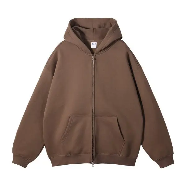 MAQVOB EU US Size High Quality Streetwear Autumn Winter Fleece 350G Double-Sided Zipper Loose Sweatshirt Hoodies