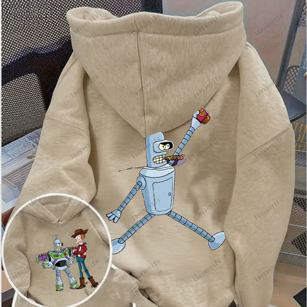 Futurama Hoodie Funny Robots Men Hoodie Cartoon Pullover Novelty Trending Clothes Autumn and Winter Keep Warm Tracksuit