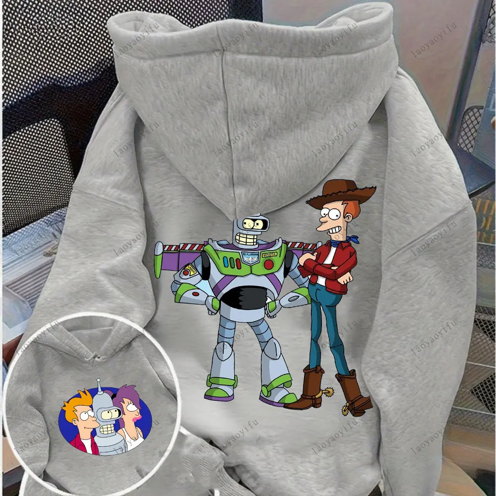 Futurama Hoodie Funny Robots Men Hoodie Cartoon Pullover Novelty Trending Clothes Autumn and Winter Keep Warm Tracksuit
