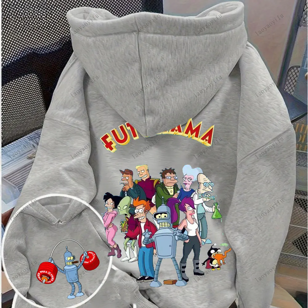 Futurama Hoodie Funny Robots Men Hoodie Cartoon Pullover Novelty Trending Clothes Autumn and Winter Keep Warm Tracksuit