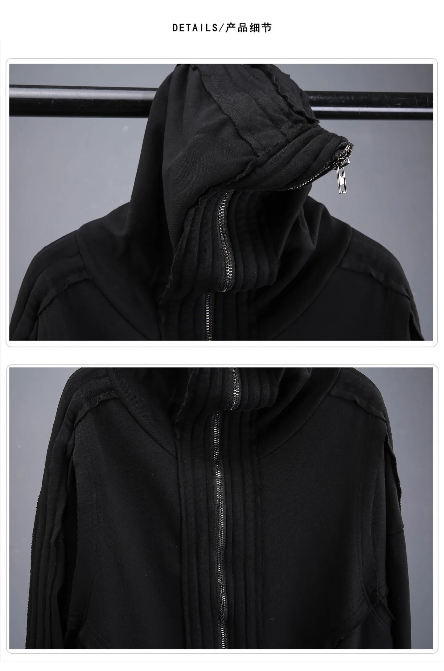 Distressed Washed Gothic Punk Hoodies Man Wasteland Style Vintage Zip Up Hoodie Y2K Techwear Sweatshirt