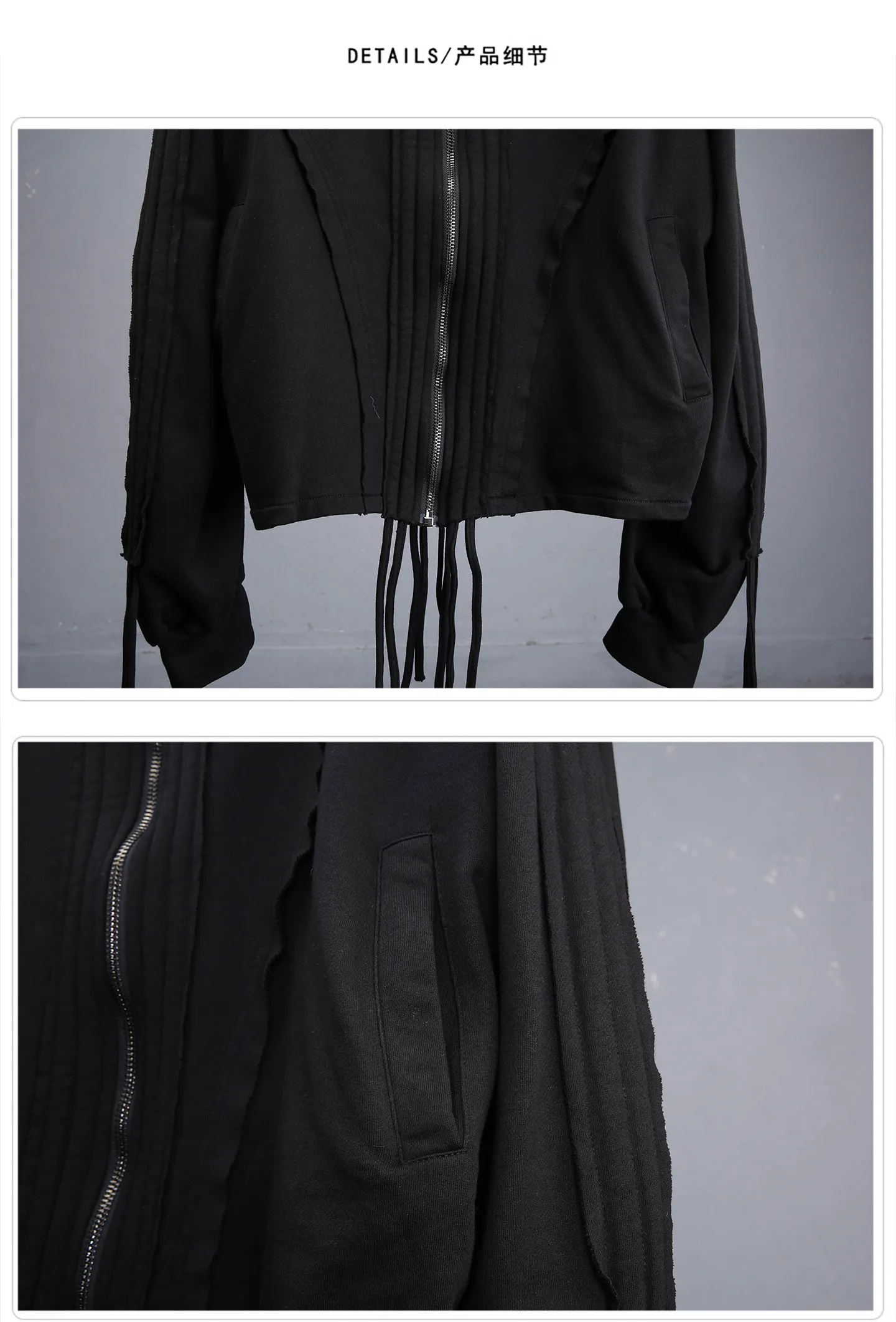 Distressed Washed Gothic Punk Hoodies Man Wasteland Style Vintage Zip Up Hoodie Y2K Techwear Sweatshirt