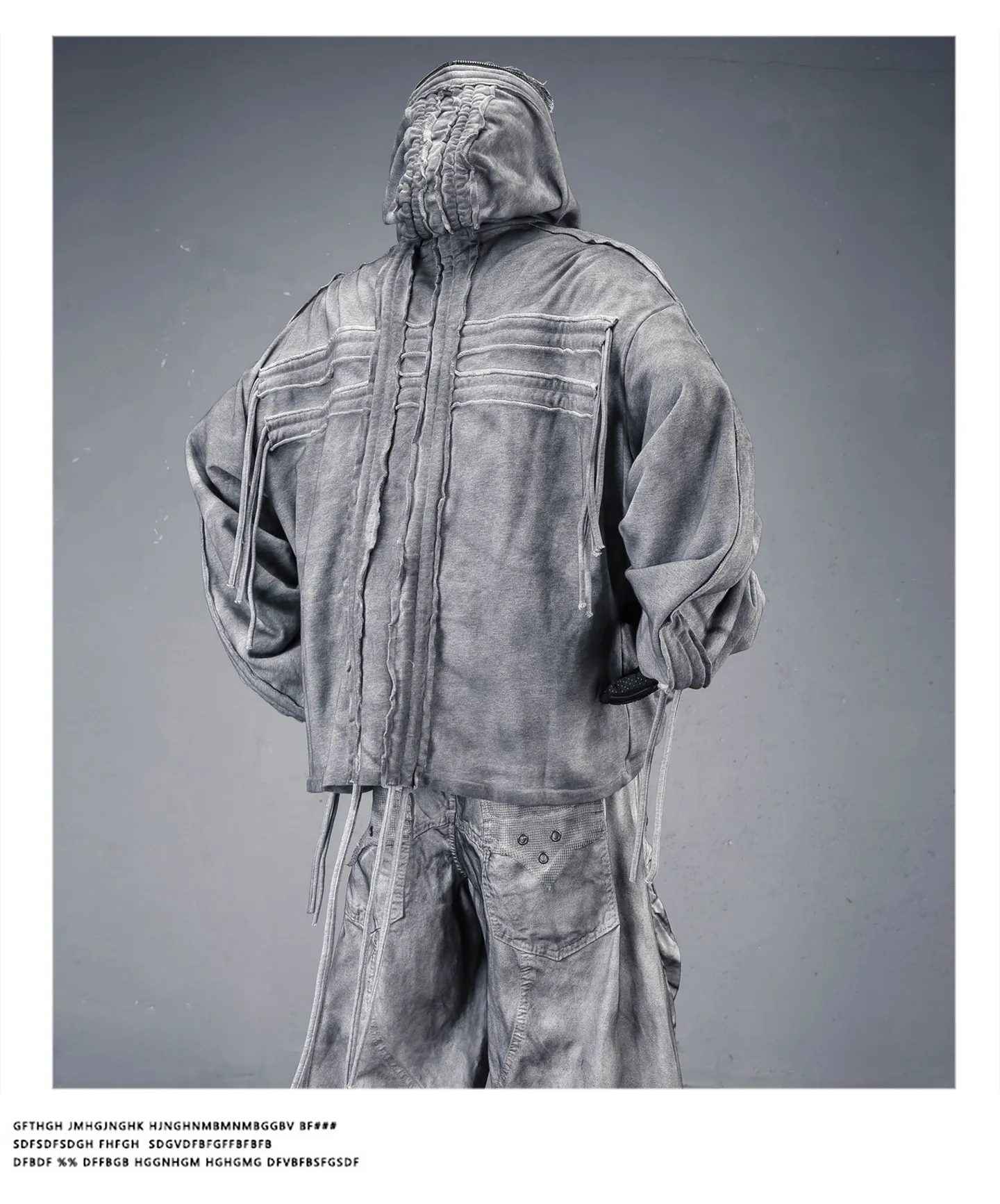 Distressed Washed Gothic Punk Hoodies Man Wasteland Style Vintage Zip Up Hoodie Y2K Techwear Sweatshirt
