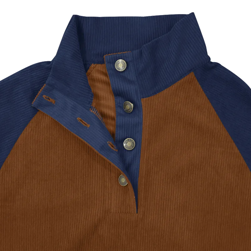 2026-Autumn-Winter-Men-Contrast-Color-Corduroy-Stand-Collar-Sweatshirt-Slim-Fit-Long-Sleeve-Pullover-Retro-Urban-Daily-Street-Ca