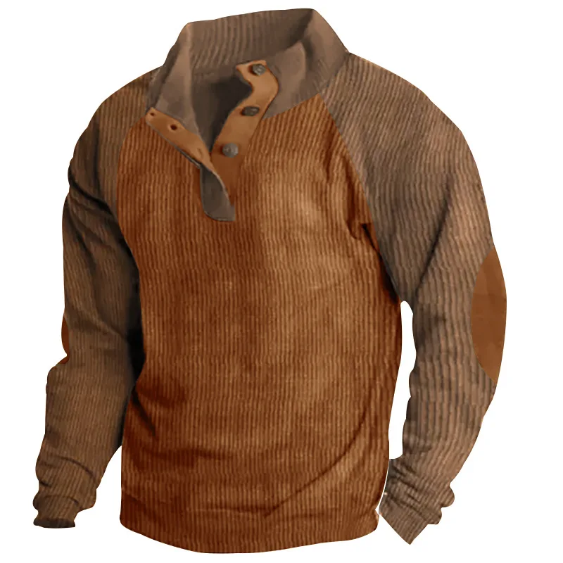 2026-Autumn-Winter-Men-Contrast-Color-Corduroy-Stand-Collar-Sweatshirt-Slim-Fit-Long-Sleeve-Pullover-Retro-Urban-Daily-Street-Ca