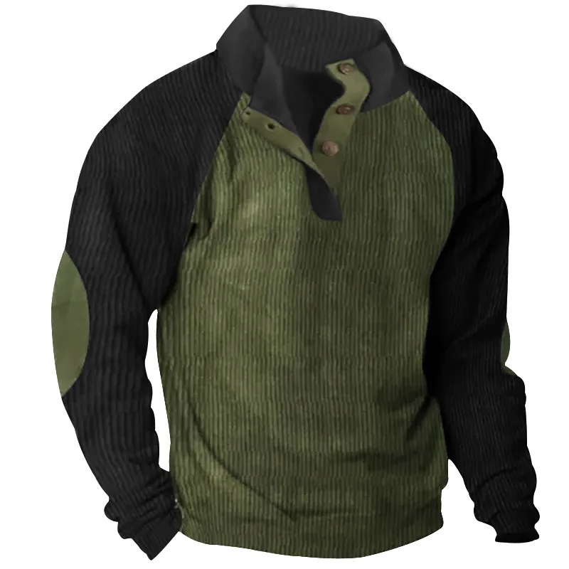 2026-Autumn-Winter-Men-Contrast-Color-Corduroy-Stand-Collar-Sweatshirt-Slim-Fit-Long-Sleeve-Pullover-Retro-Urban-Daily-Street-Ca