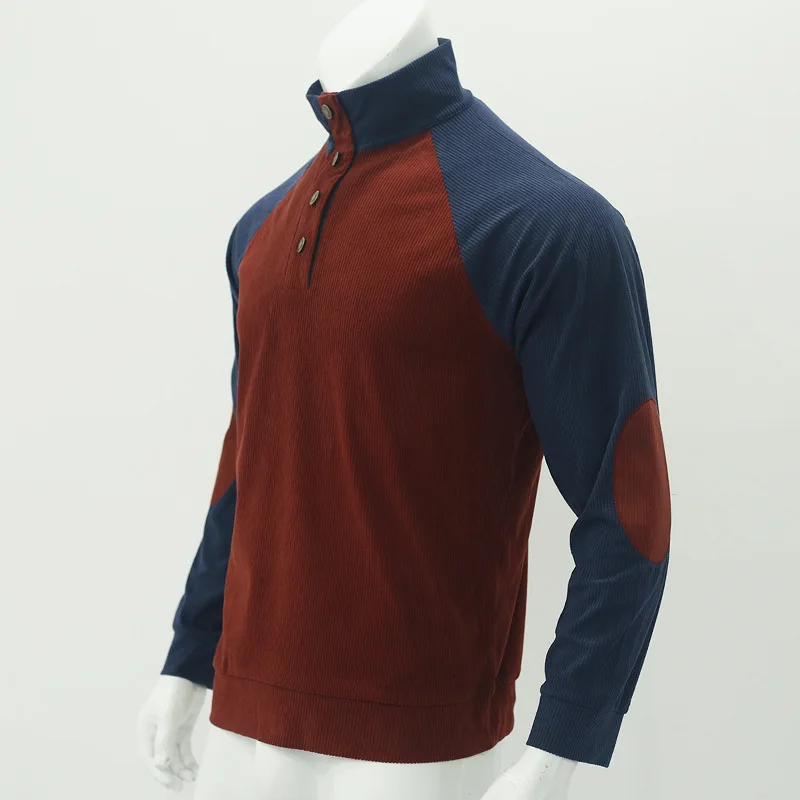 2026-Autumn-Winter-Men-Contrast-Color-Corduroy-Stand-Collar-Sweatshirt-Slim-Fit-Long-Sleeve-Pullover-Retro-Urban-Daily-Street-Ca
