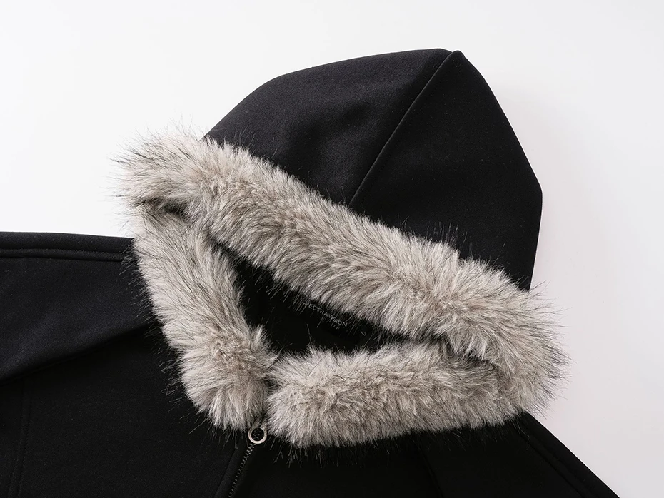 Fur Collar Hoodies Men Streetwear Harajuku Hip Hop Oversized Hoodies Jackets Casual Loose Solid Hoodie Sweatshirts