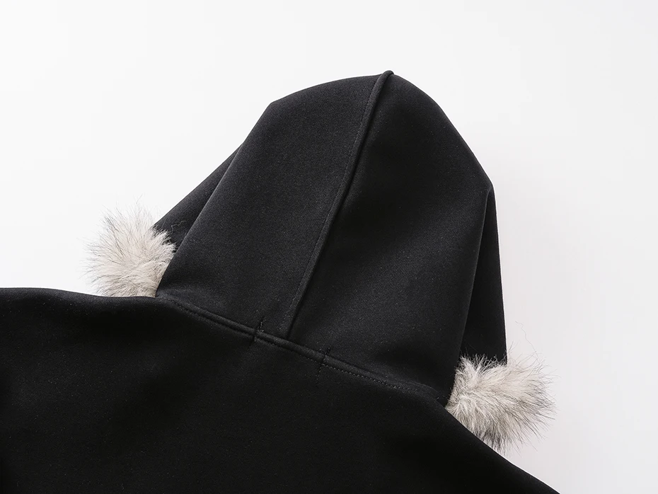 Fur Collar Hoodies Men Streetwear Harajuku Hip Hop Oversized Hoodies Jackets Casual Loose Solid Hoodie Sweatshirts