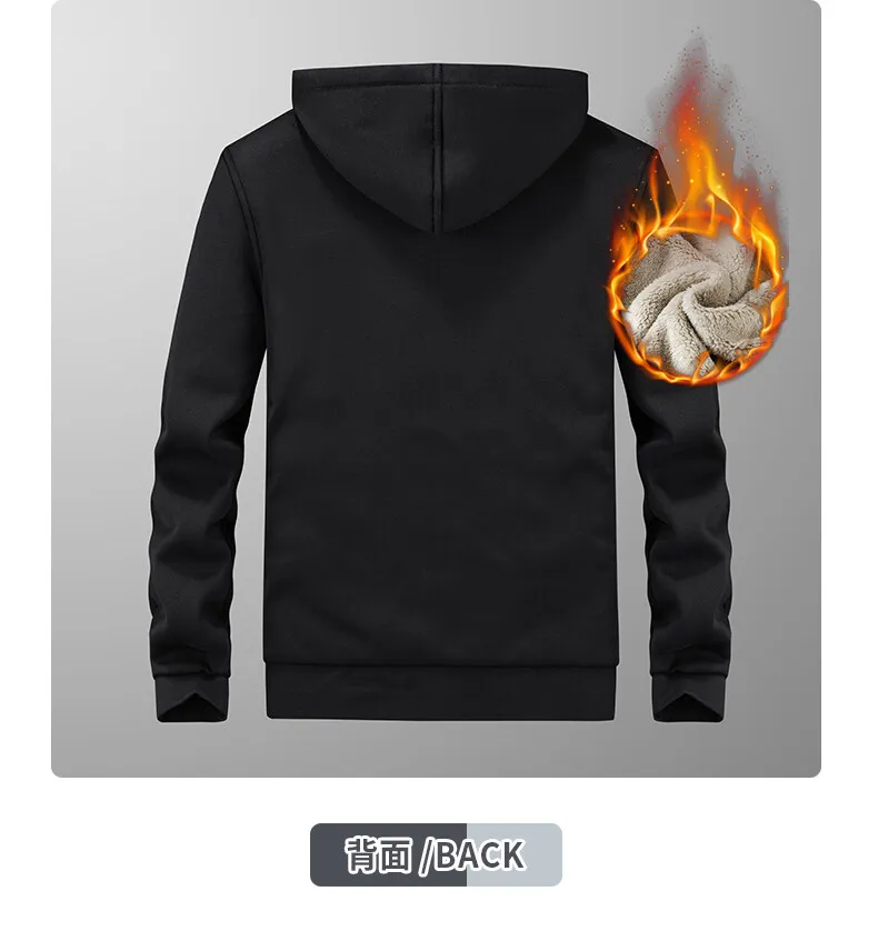 Cashmere Male High Quality hooded sweatshirts male Faux Fur Winter Zipper Long Sleeves Man Sweatshirt Solid Color Fleece Coat