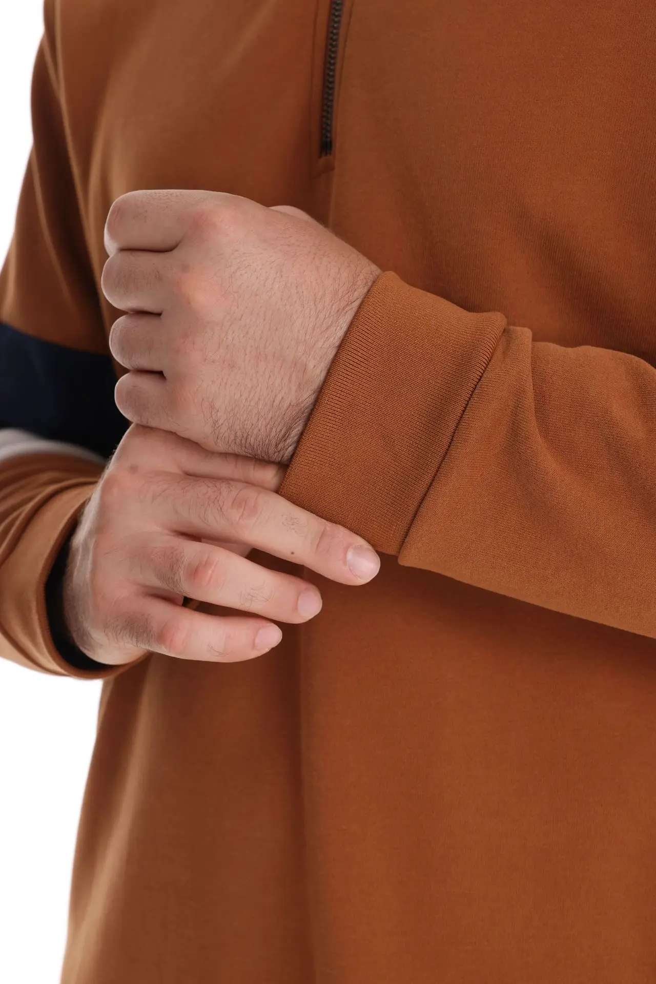 Autumn Long Sleeve Polo Collar Sweatshirt Men's Color-Block Casual Streetwear