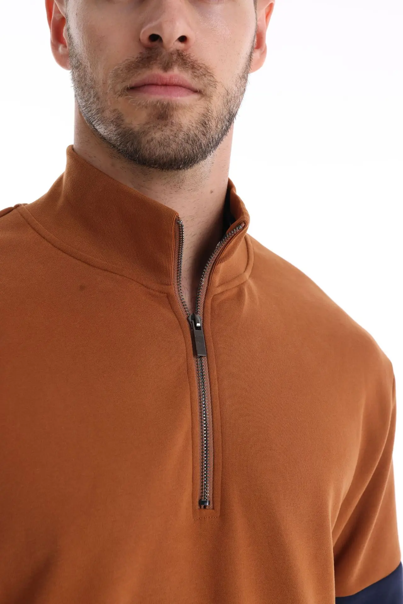 Autumn Long Sleeve Polo Collar Sweatshirt Men's Color-Block Casual Streetwear