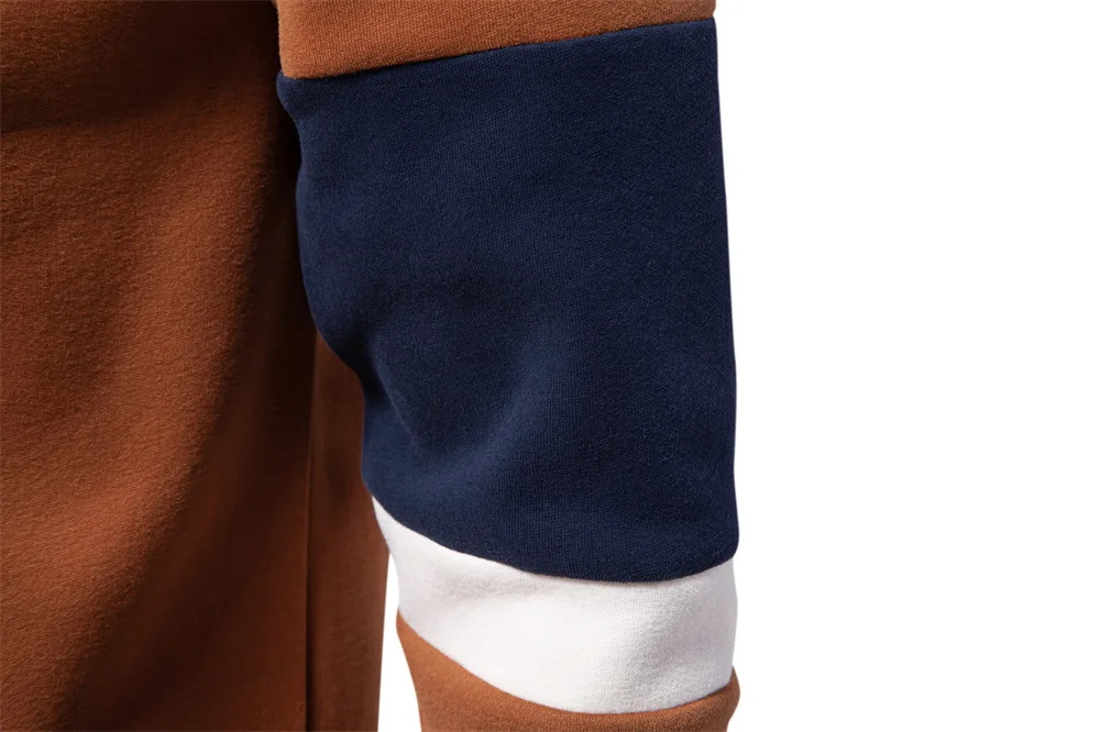 Autumn Long Sleeve Polo Collar Sweatshirt Men's Color-Block Casual Streetwear
