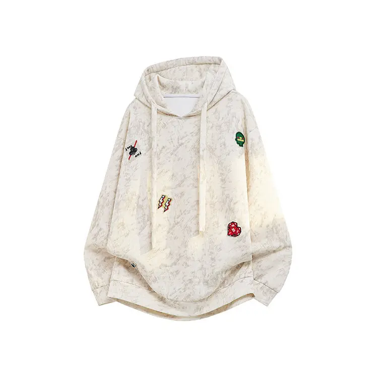 Autumn New Men's Oversized Loose Hoodie Y2k Streetwear Winter Thick Fashion Embroidery Label Hooded Sweatshirt Japan Streetwear