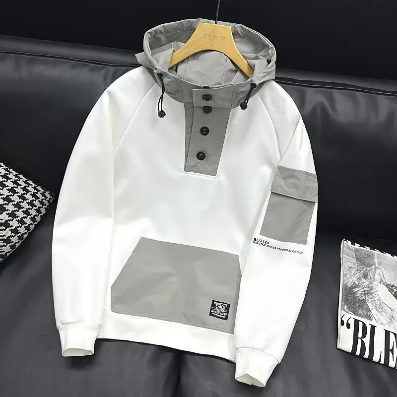 Slim Fit Men's Hooded Sweatshirt Tops Harajuku Fashion Male Hoodie Streetwear Korean Style No Brand Novelty And Simple New In