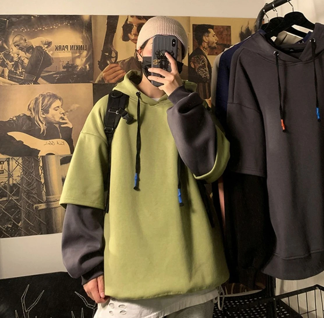 Hooded Sweatshirts for Man Black Hoodies Hip Hop Men's Clothing Sweat Shirt No Brand Funny Loose Overfit Streetwear Simple Cheap