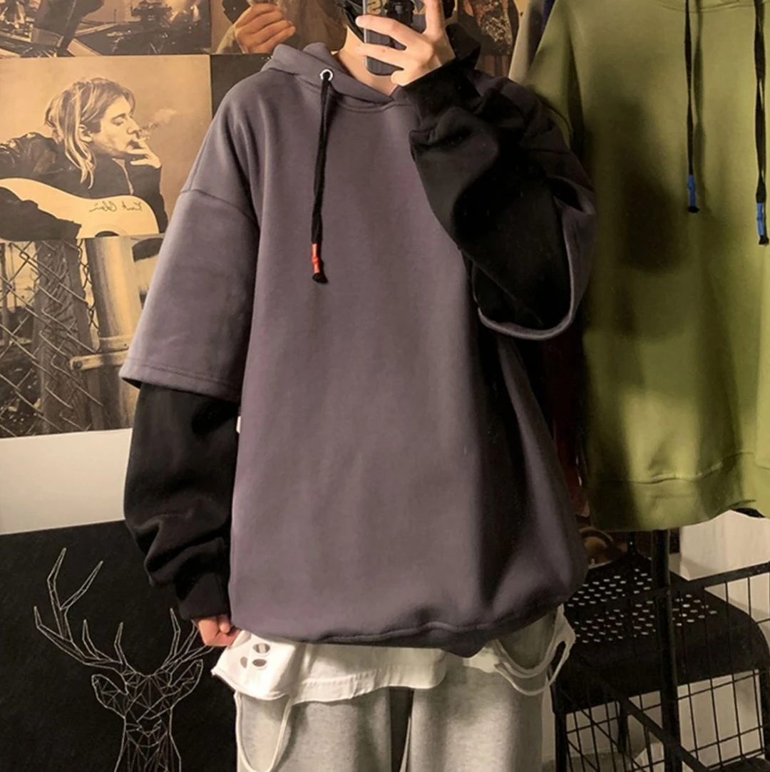Hooded Sweatshirts for Man Black Hoodies Hip Hop Men's Clothing Sweat Shirt No Brand Funny Loose Overfit Streetwear Simple Cheap