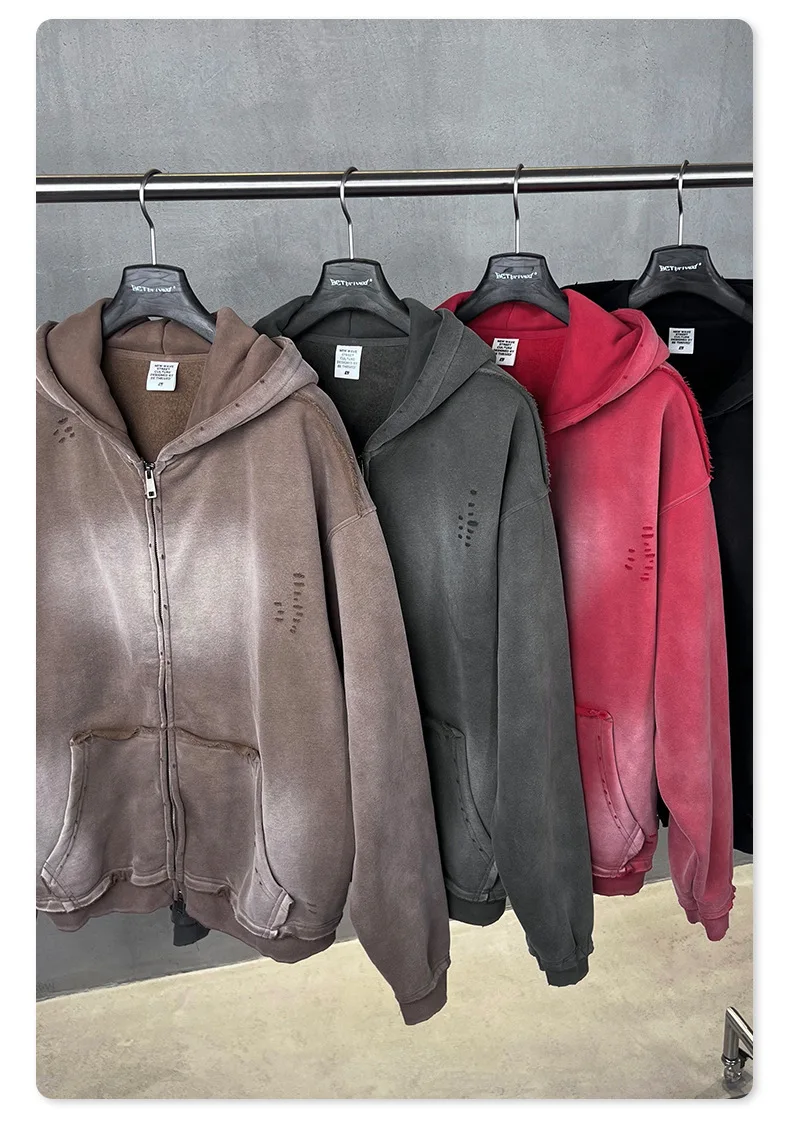 IEFB Men's Clothing High Street Hooded Sweatshirt Men 2026 Autumn American Style Trendy Loose Zipper Hoodeies Cardigan 9X1435