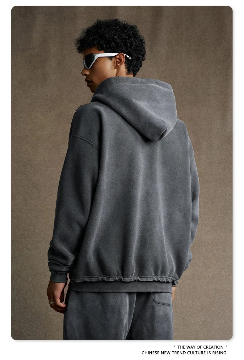 IEFB Men's Clothing High Street Hooded Sweatshirt Men 2026 Autumn American Style Trendy Loose Zipper Hoodeies Cardigan 9X1435