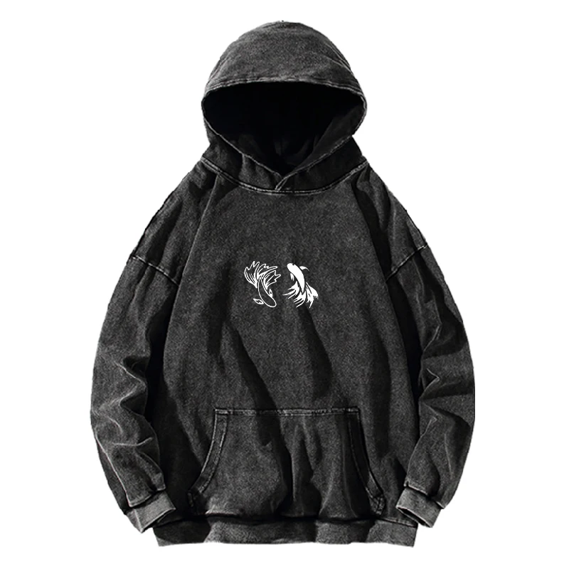 Anime Jujutsu Kaisen Gojo Satoru Geto Suguru Print Hooded Men Women Cotton Hoodies Retro Washed Sweatshirt Harajuku Streetwear