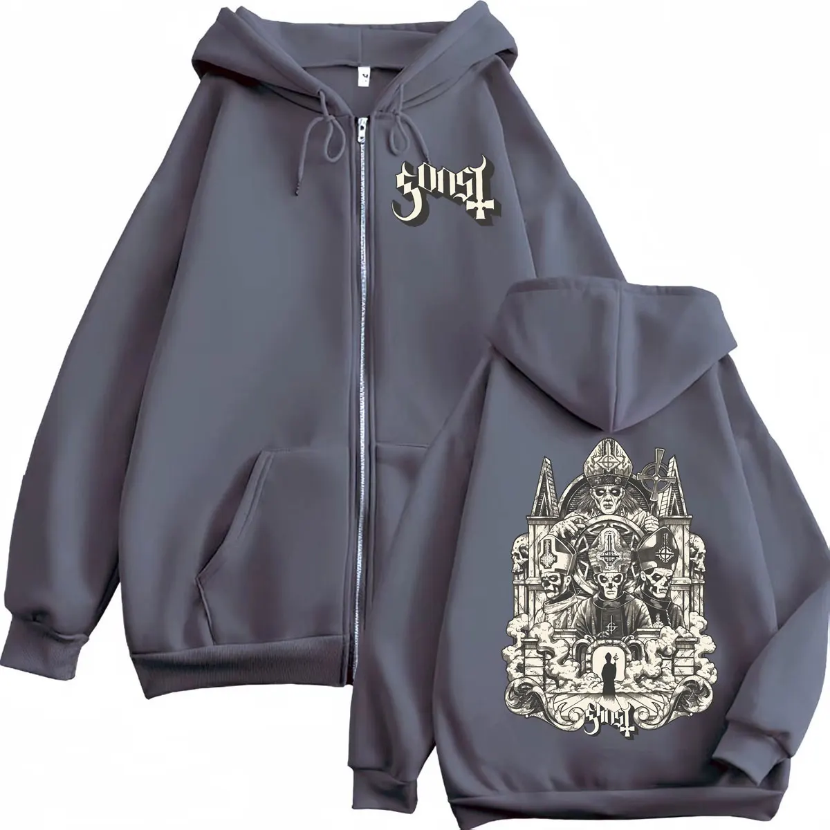 Rock Singer Ghost Band Zipper Hoodie Gothic Vintage Long Sleeve Zip Up Sweatshirts Men Women Casual Fashion Pullovers Streetwear