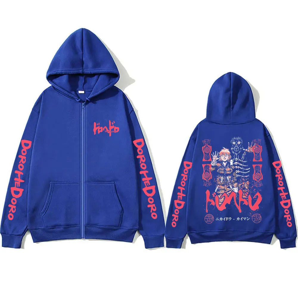 Anime Dorohedoro Kaiman Graphic Zipper Hoodie Men Women Gothic Manga Rock Zip Up Jacket Male Hip Hop Oversized Zip Up Sweatshirt