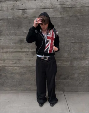 2025 Men and women British flag printed hoodie Fashion casual zipper sweatshirt trendy neutral soft and comfortable fabric