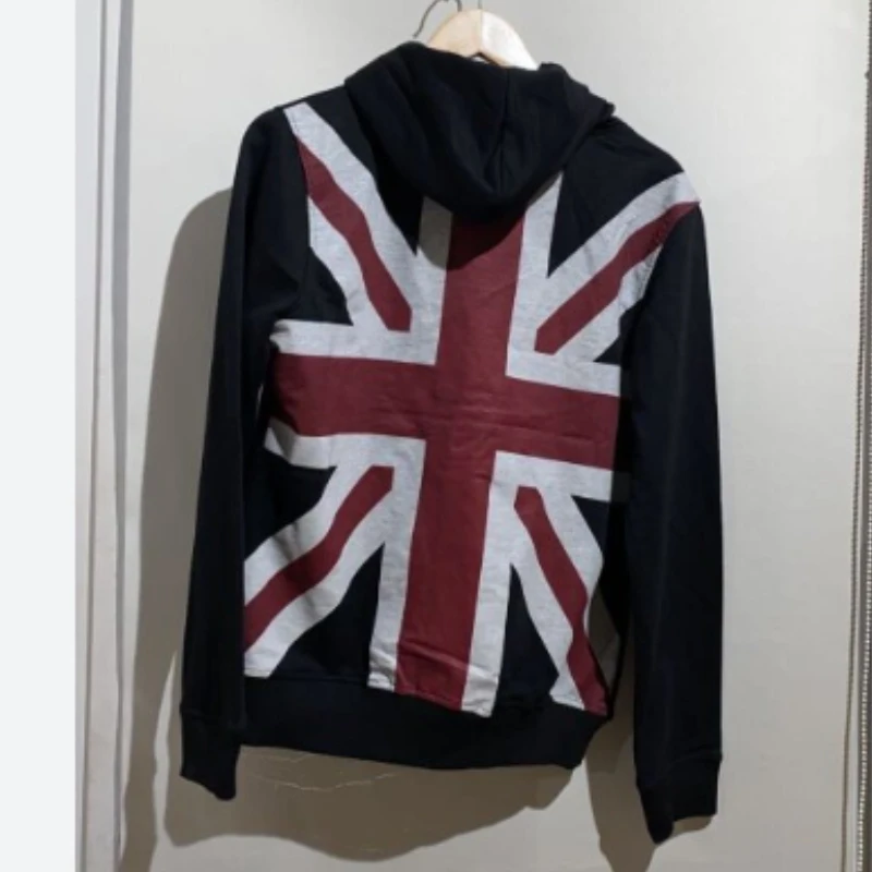 2025 Men and women British flag printed hoodie Fashion casual zipper sweatshirt trendy neutral soft and comfortable fabric