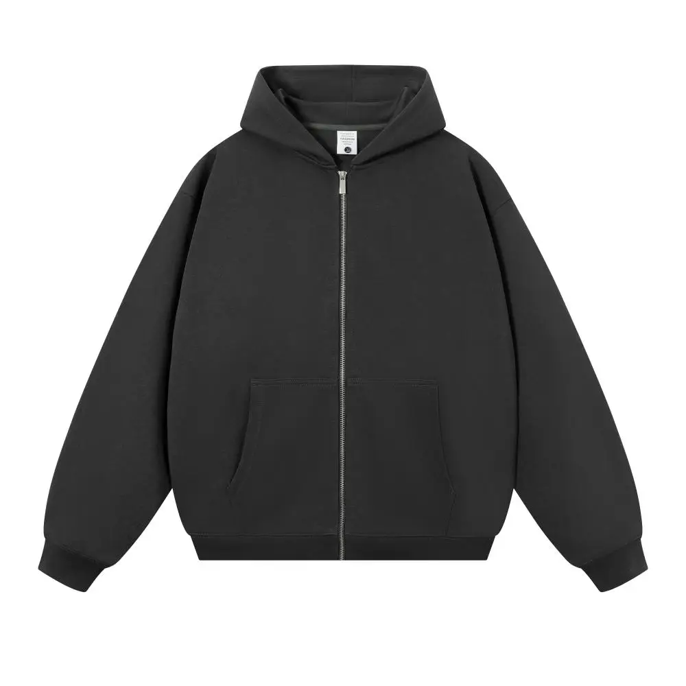 750G Heavyweight Hooded Zipper Sweatshirt Jacket for Men and Women Loose Fit Autumn Winter Thickened Sports Casual Cardigan