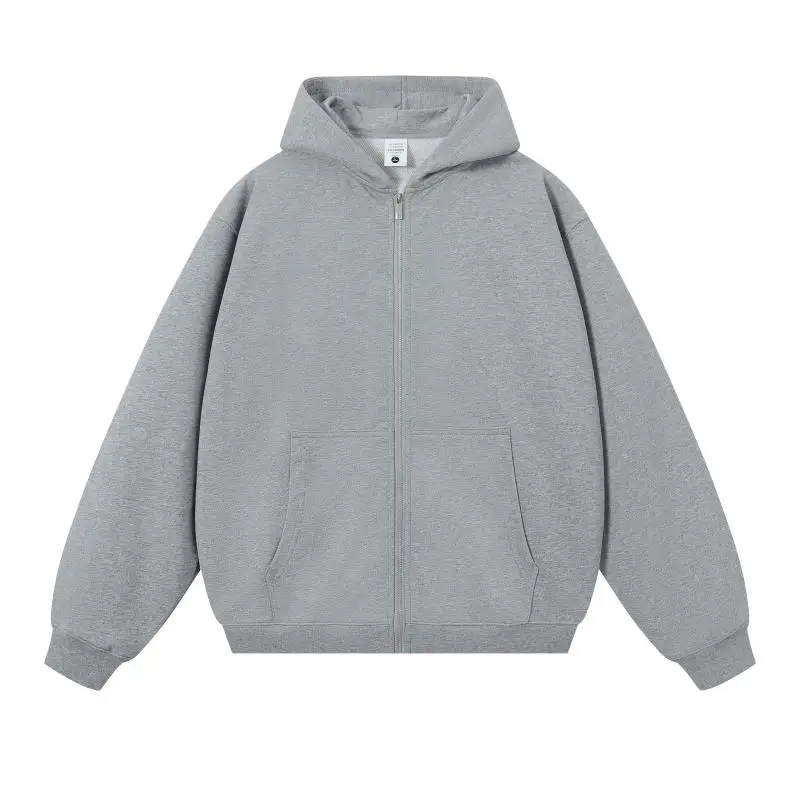 750G Heavyweight Hooded Zipper Sweatshirt Jacket for Men and Women Loose Fit Autumn Winter Thickened Sports Casual Cardigan