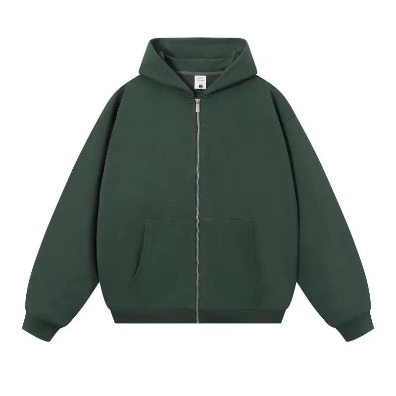 750G Heavyweight Hooded Zipper Sweatshirt Jacket for Men and Women Loose Fit Autumn Winter Thickened Sports Casual Cardigan